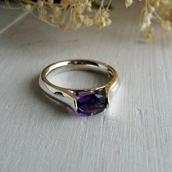 葉紫水晶銀戒指 第1張的照片