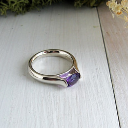 葉紫水晶銀戒指 第2張的照片
