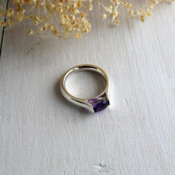 葉紫水晶銀戒指 第5張的照片