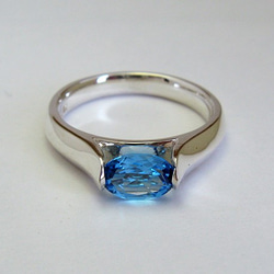 葉藍托帕石銀戒指 第2張的照片