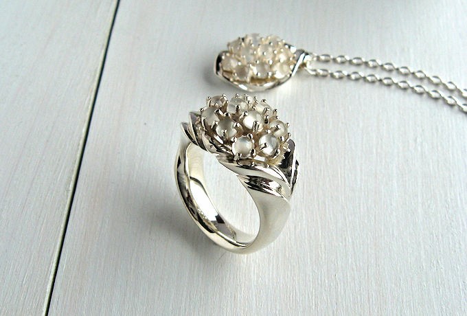 月のたね　ムーンストーンのシルバーリング