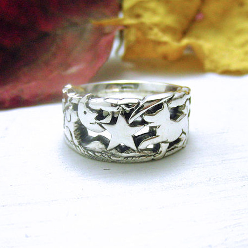 STAR JEWELRY 透かし彫りリング CLEAR CELESTIAL RING(2SR1510)SV925/K10 リング｜スタージュエリー