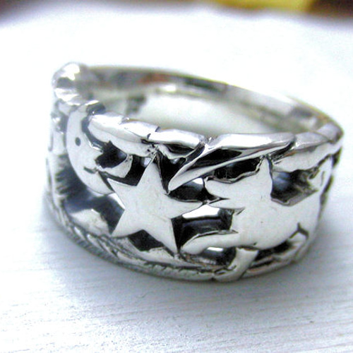 星とワンコ シルバー透かし彫りリング 指輪・リング moge 通販 4851656