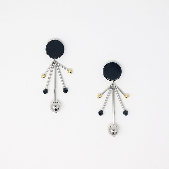 全新設計師耳環IKEBANA-花束（黑色） 第3張的照片