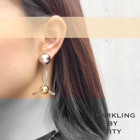 設計師的耳環SPARKLING D（金色×銀色×金色） 第3張的照片