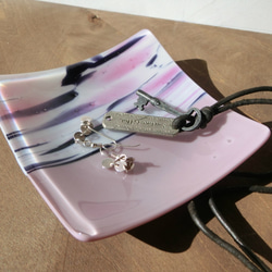 フュージングガラス器　　紫ピンク 4枚目の画像