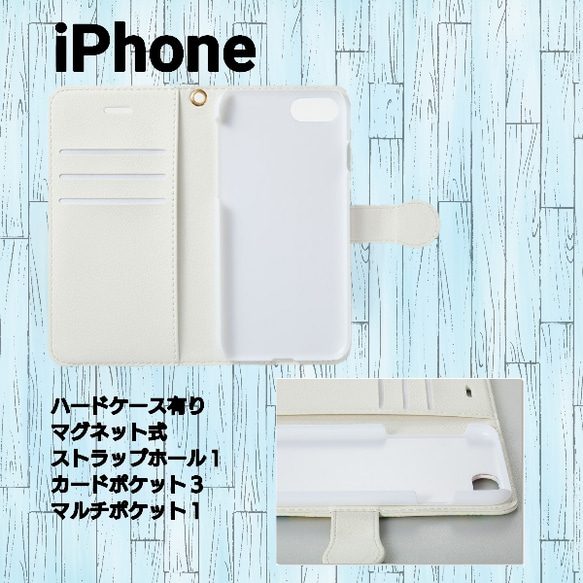 iPhone 手帳型スマホケース  たんぽぽと猫【送料無料】 3枚目の画像