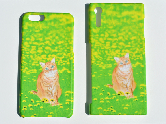 iPhoneハードケース  たんぽぽと猫【送料無料】 2枚目の画像