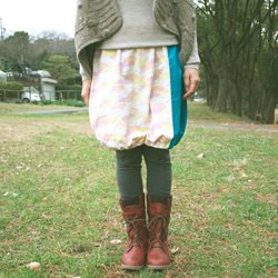 tamamo×terihaeru ふんわりスカート（ピンク系＋ターコイズ） 1枚目の画像