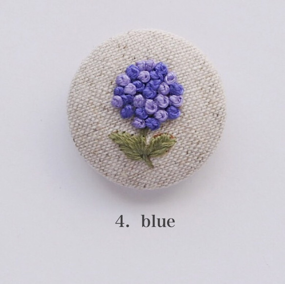 手刺繍　紫陽花 (中)【ブローチ／ヘアゴム 】 5枚目の画像