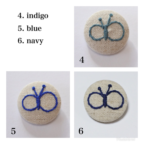 手刺繍】ちょうちょ 【ヘアゴム/ブローチ】【中】 ヘアゴム kohana