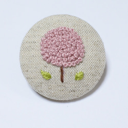 【手刺繍】flower (pink) 【ブローチ/ヘアゴム】【大】 2枚目の画像