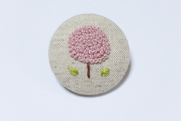 【手刺繍】flower (pink) 【ブローチ/ヘアゴム】【大】 2枚目の画像