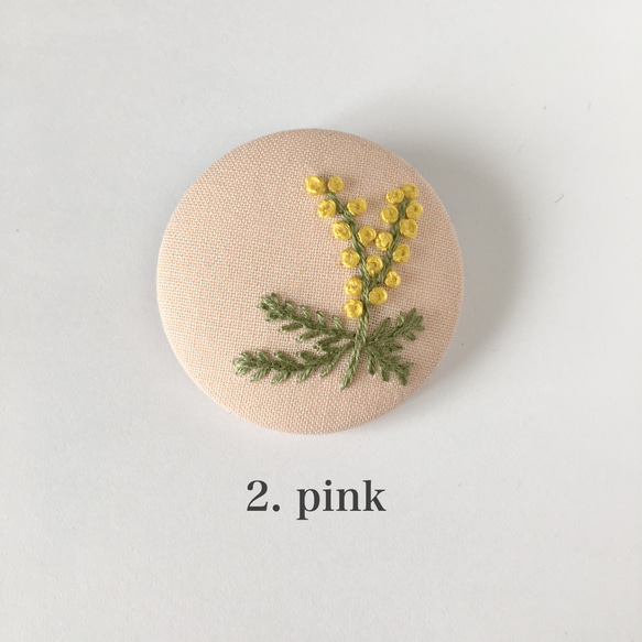 mimosa (大) 刺繍 【ブローチ/ヘアゴム】 3枚目の画像