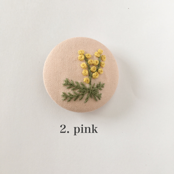 【手刺繍】mimosa (中) 【ヘアゴム/ブローチ】 3枚目の画像