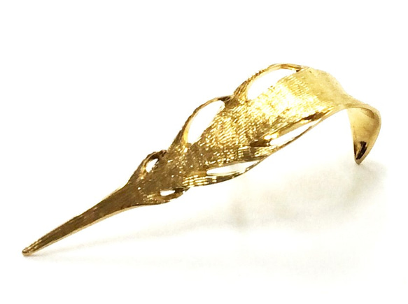 K18メッキSV925オカメの羽ピンブローチ 【Pio】 feather pin brooch Gold plated 1枚目の画像