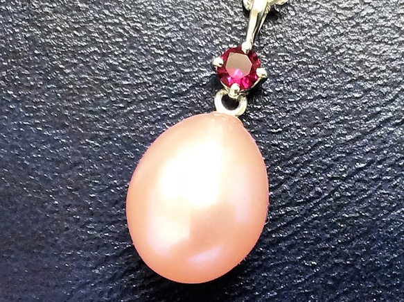 ピンクたまごレッドサファイア＆SVネックレス【Pio】silver red saphire pink necklace 2枚目の画像