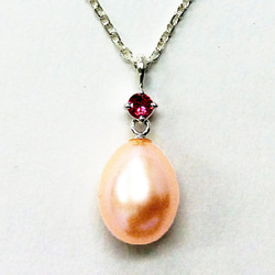 ピンクたまごレッドサファイア＆SVネックレス【Pio】silver red saphire pink necklace 4枚目の画像