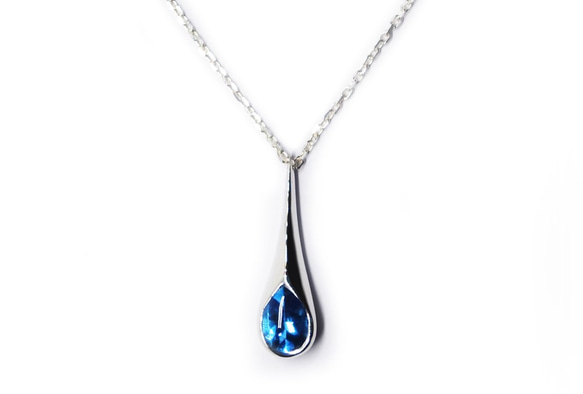 スイスブルートパーズSV925しずくネックレス【Pio by Parakee】blue topaz necklace 1枚目の画像