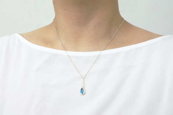 スイスブルートパーズSV925しずくネックレス【Pio by Parakee】blue topaz necklace 4枚目の画像