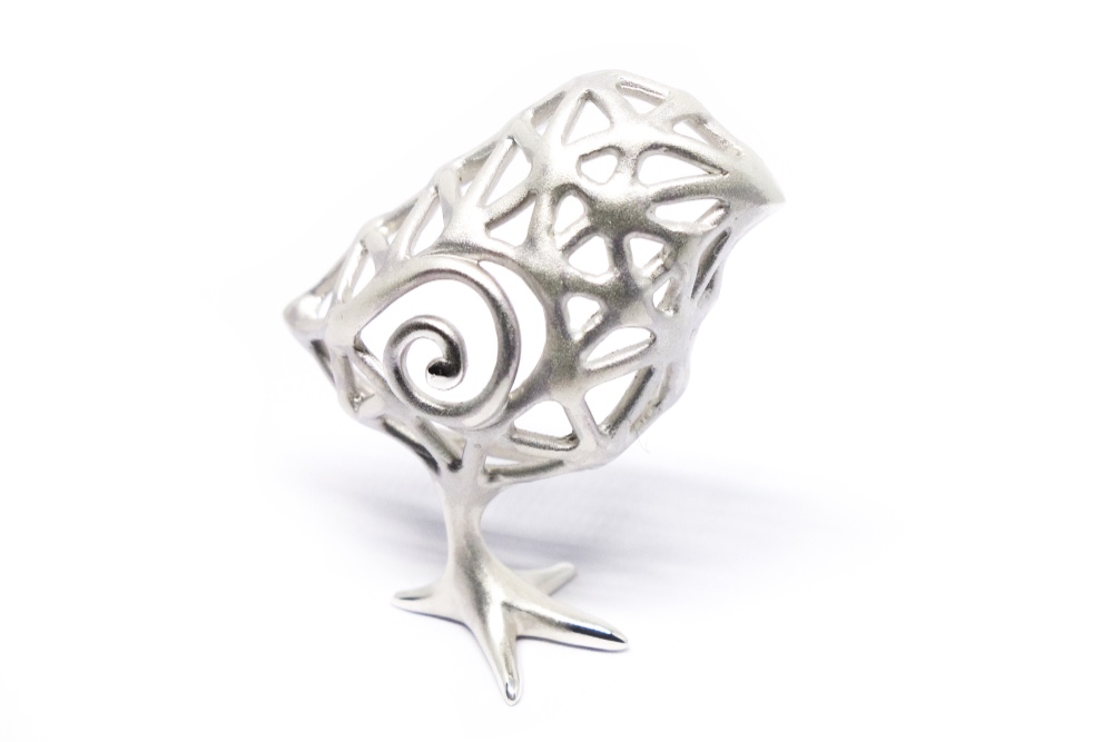 白いひよこ半立体SV925ブローチ【Pio by Parakee】chick of chicken