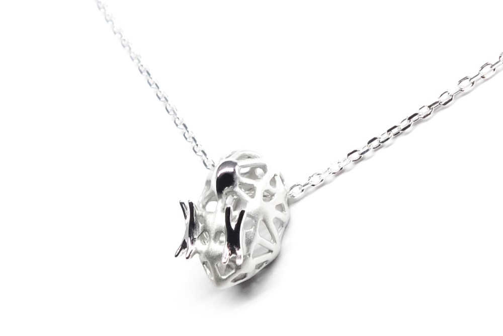 白まめインコのネックレスSV925【Pio by Parakee】little parakeet necklace