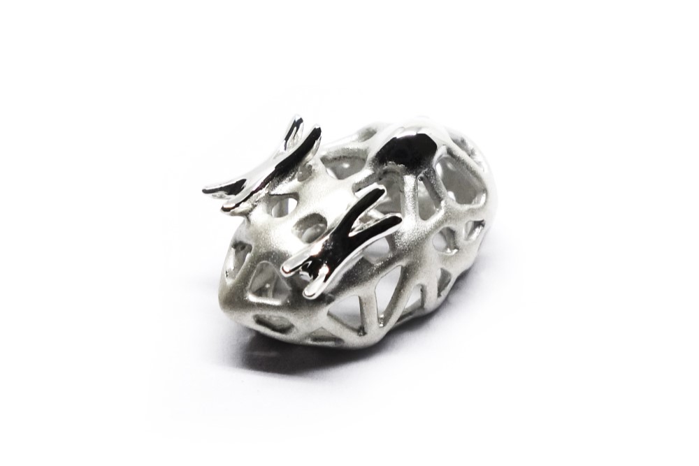 白まめインコのピンブローチSV925【Pio by Parakee】little parakeet pin broach