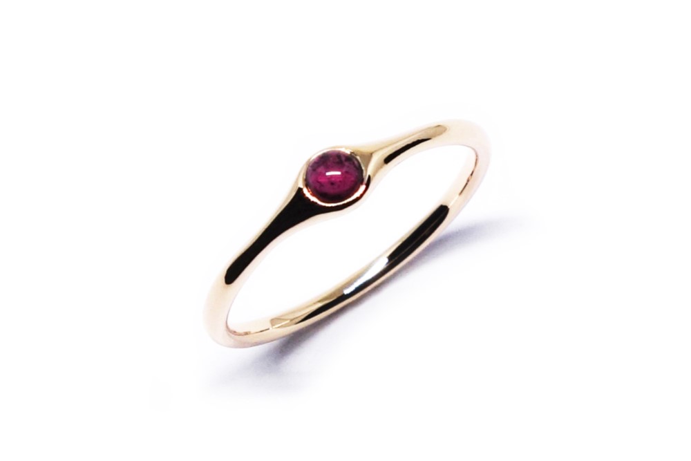 深紅のガーネット＋K10ミニマムリング【PioParakee】garnet minimum ring