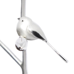 シマエナガの樹ブルートパーズネックレスSV【Pio by Parakee】Long tailed-tit blue 3枚目の画像