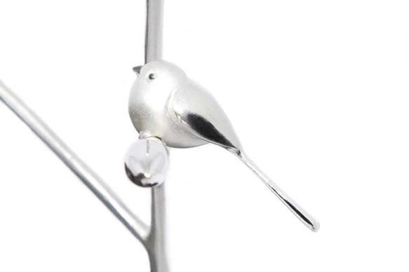 シマエナガの樹ブルートパーズネックレスSV【Pio by Parakee】Long tailed-tit blue 3枚目の画像