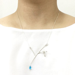 シマエナガの樹ブルートパーズネックレスSV【Pio by Parakee】Long tailed-tit blue 6枚目の画像