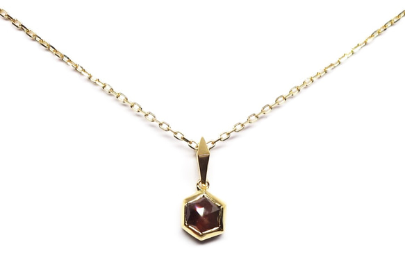 ダークレッドダイヤ・ヘキサゴンK18ペンダント・チェーン別売【Pio by Parakee】 4枚目の画像