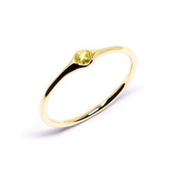 イエロー×イエロー・金色のK18ミニマムリング【Pio by Parakee】rustic diamond 1枚目の画像