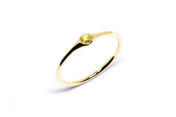 イエロー×イエロー・金色のK18ミニマムリング【Pio by Parakee】rustic diamond 1枚目の画像