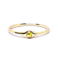 イエロー×イエロー・金色のK18ミニマムリング【Pio by Parakee】rustic diamond 3枚目の画像