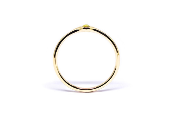 イエロー×イエロー・金色のK18ミニマムリング【Pio by Parakee】rustic diamond 4枚目の画像