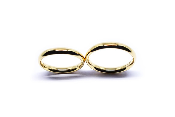 結婚指輪にシンプル上質K18甲丸3ｍｍ幅・刻印10文字無料【Pio by Parakee】Marriage ring 2枚目の画像