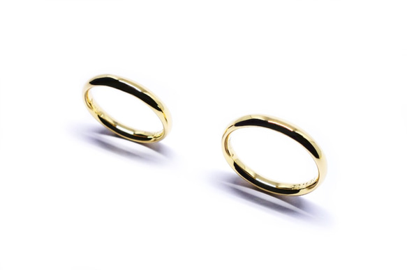 結婚指輪にシンプル上質K18甲丸3ｍｍ幅・刻印10文字無料【Pio by Parakee】Marriage ring 4枚目の画像