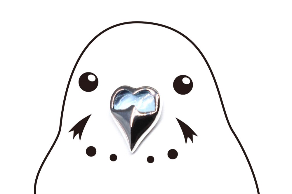 セキセイインコの鼻ピアス片耳♂：SV925・ブルートパーズ【Pio by Parakee】Budgeriga