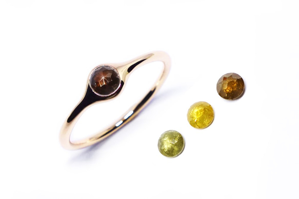 選べる4ｍｍローズカットダイヤミニオンリングK10【Pio by Parakee】minion moonstone 1枚目の画像