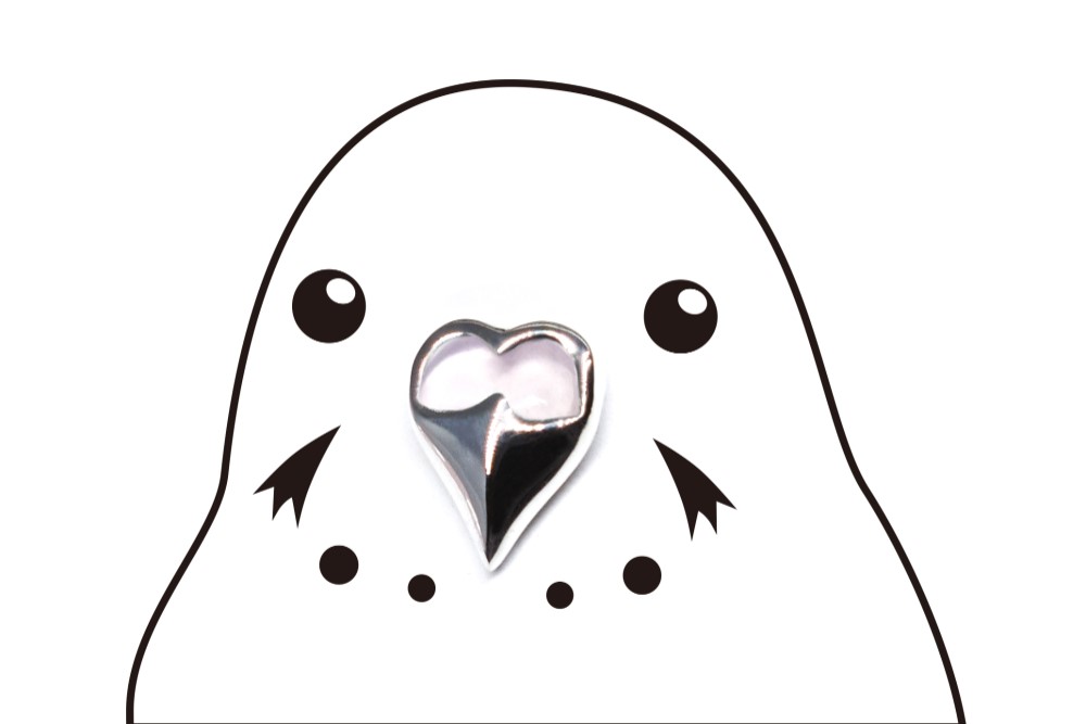 セキセイインコの鼻ピアス片耳♀：SV925・ローズクォーツ【Pio by Parakee】Budgeriga