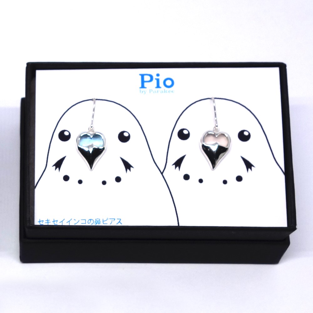 セキセイインコのつがい鼻ピアス：SV925・ブルトパ・ローズクォーツ【Pio by Parakee】