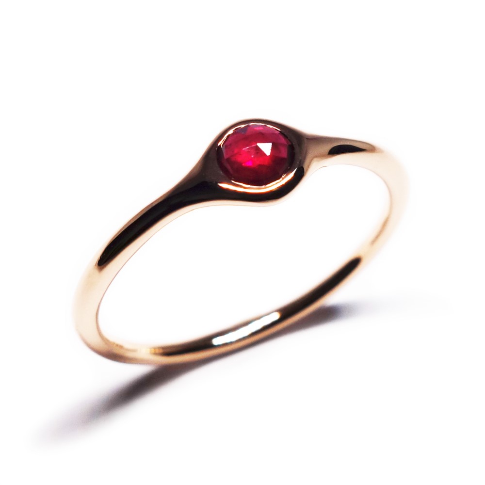 炎のルビーローズK18PGミニオンリング【PioParakee】minion ruby