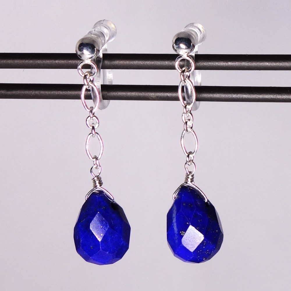 大粒ラピスラズリイヤリングSV【Pio by Parakee】Lapis lazuli