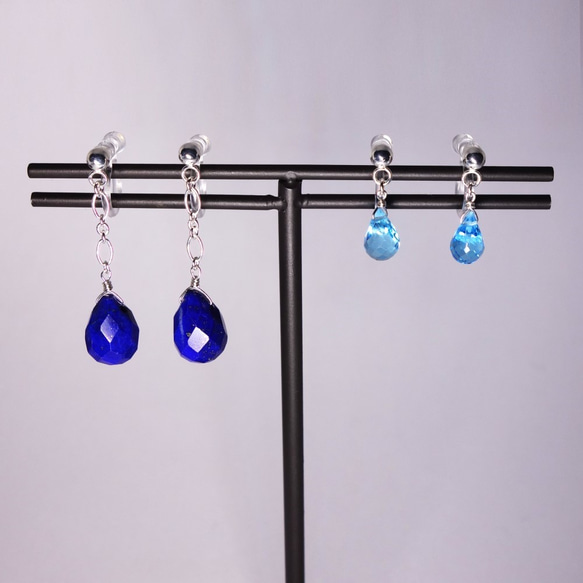 大粒ラピスラズリイヤリングSV【Pio by Parakee】Lapis lazuli 3枚目の画像