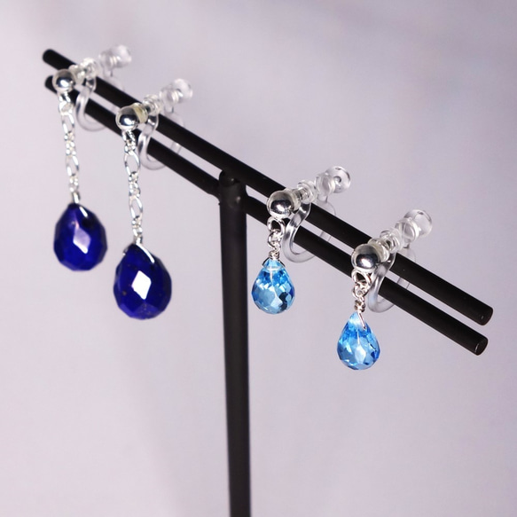 大粒ラピスラズリイヤリングSV【Pio by Parakee】Lapis lazuli 5枚目の画像