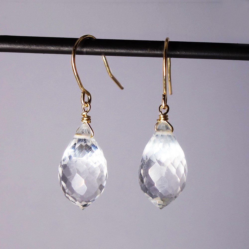 大粒水晶のつぼみＫ18ピアス・イヤリング【Pio by Parakee】Quartz, Crystal