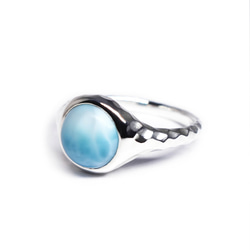 8ｍｍラリマーのマインリング・鎚目SV925【Pio by Parakee】Larimar mine ring 1枚目の画像