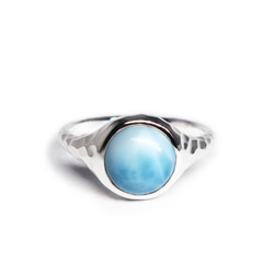 8ｍｍラリマーのマインリング・鎚目SV925【Pio by Parakee】Larimar mine ring 3枚目の画像