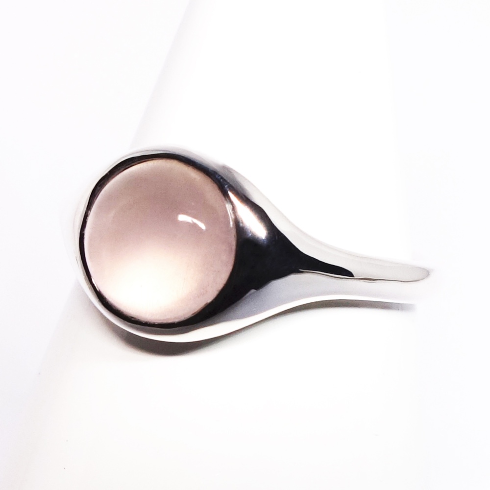 ローズクォーツ8ｍｍミニマルリング・SV925【PioParakee】Rose quartz ring